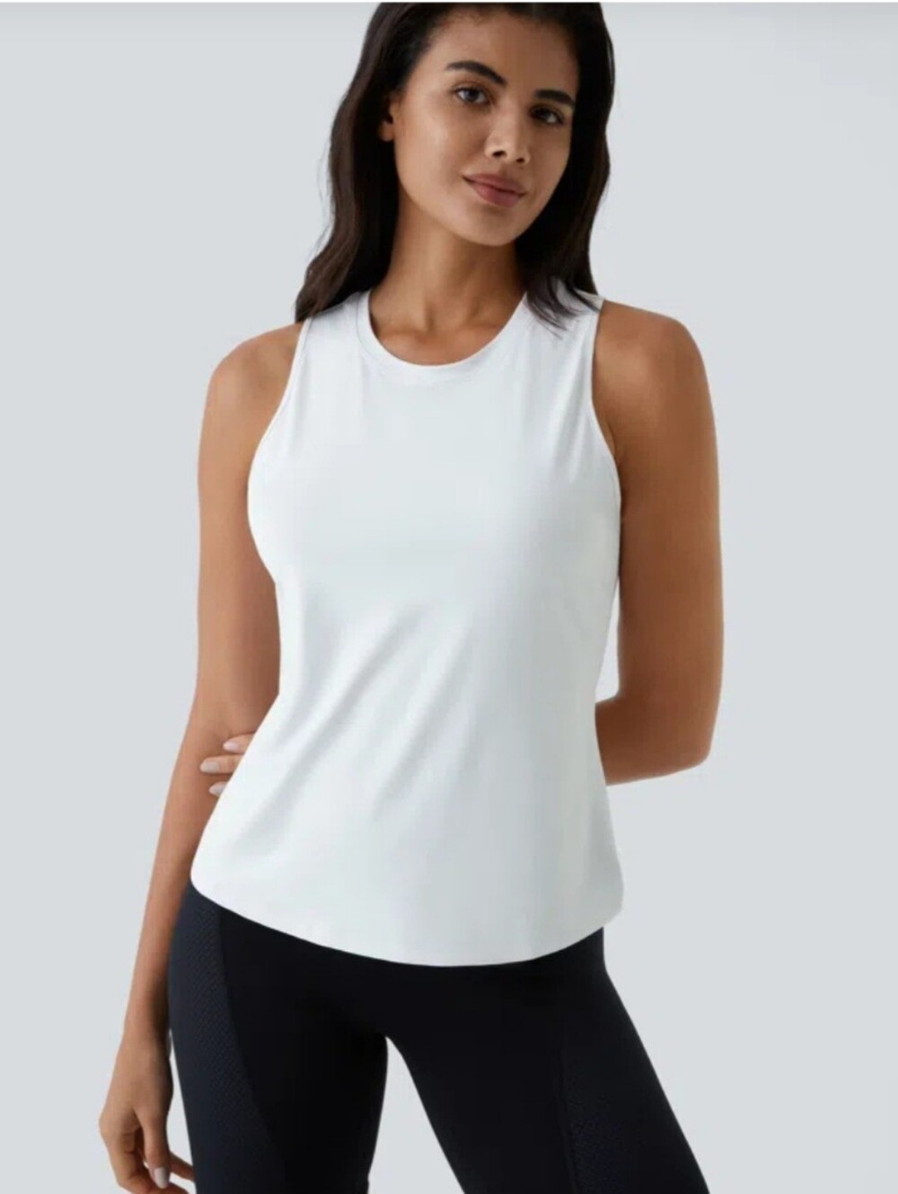 HALARA White Athletic Tank Top with Back Keyhole NWT - Picture 2 of 8
